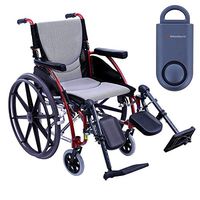 Karman S-Ergo 115 Ultra Lightweight Ergonomic Wheelchair | Seat Size 18" X 17" | Upgraded to Elevating Legrests | Fixed Wheels and Mag Wheels in Red & Free 130 dB Blue Personal Safety Alarm/Siren!