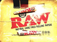 Raw Large rolling Tray with 2 packs of Raw Organic Hemp Cones 1 1/4 Total of 12 cones Authentic Raw