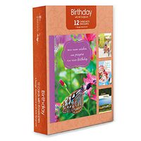Pack of 12 Religious Birthday Cards, Boxed Enclosure Cards 4 Designs with Envelopes. Includes KJV Scripture on Each Card