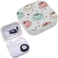 Portable Contact Lens Case Box Travel Kit Mirror + Bottle + Tweezers Container Holder [ Collection Design ]
