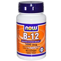B-12, 5000mcg w/FOLIC, 60 Tabs by Now Foods (Pack of 3)