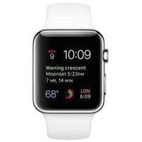 Apple Watch 42mm Stainless Steel Case - White Sports Band (Renewed)