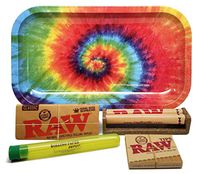 Bundle - 5 Items - RAW King Size Supreme, 110 Roller and Pre-Rolled Tips with Rolling Paper Depot Rolling Tray and Kewl Tube (Tie Dye)