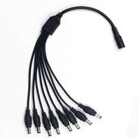 Alrolink DC 1 Female to 8 Male Power Supply Splitter Cable 8Ch Wire Cord Y Adppter for CCTV Security Cameras and LED Strip Lights,Black