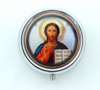 Jesus The Teacher Authentic Russian Icon 2" Round Keepsake Pill Box (PB2-3)