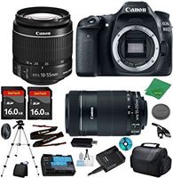 Canon EOS 80D Camera with 18-55mm IS STM Lens + 55-250mm STM + 2pcs 16GB Memory Card + Camera Case + Memory Reader + Tripod + 6pc Starter Set - International Version