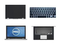 Black Carbon Fiber skin decal wrap skin Case + Semi Black Keyboard Cover for Dell Inspiron 13 7000 series 2 in 1 7347 7348 7353 13.3" laptop