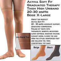 H3904 Activa Soft Fit 20-30 mmHg Thigh High with Uniband Top Stockings, Closed Toe, Beige, X-Large