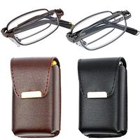 Reading Glasses Set of 2 Fashion Folding Readers with Leather Cases Brown and Gunmetal Glasses for Reading for Men and Women +3.5