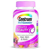 Centrum Multigummies Multi + Beauty Hair Skin Nails Multivitamin, Cherry, Berry, Orange, 90 Gummies (Pack of 2)