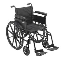 Drive Medical Cruiser X4 Lightweight Dual Axle Wheelchair with Adjustable Detachable Arms, Full Arms, Swing Away Footrests, 18" Seat, Silver Vein