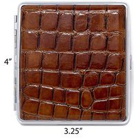 Brown Crocodile Print Leather (Full Pack – 20 Kings) Metallic Cigarette Case & Stash Box