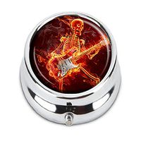 Guojew Skull Custom Fashion Round Pill Box Tablet Holder Pocket Purse Organizer Case Decoration Box