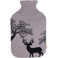 HomeTop Large 2 Liter Soft Elegant Deer Hot Water Bottle Knit Cover - ONLY Cover (2 L) (Gray)