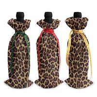 GUHurieir Leopard Print Novelty Colorful Eye Attract 3Pcs Wine Bottle Cover Decoration Cover Bags Wine Bottle Bags Party Gift Wedding Christmas 3Pcs