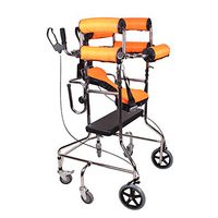 Standing Walk Stand/Walker/Walk Aid/Stand Frame with Seat Wheel Rehabilitation Device Folding Height Adjustable Old Man Walker Lower Limb Walker Orange Six Wheel with Seat Plate -by TIANTA
