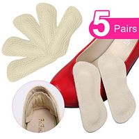 iBesun Heel Grips Pads Leather Liner Cushions High Heel Inserts for Loose Shoes, Shoe Pads for Shoes Too Big, 5Pairs (Beige)
