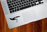 Dragon Rider - Design 2 - Computer Cut Trackpad/Keyboard Vinyl Decal YYDC (3" w x 1.5" h) (Black)
