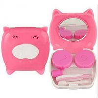 Lantusi Travel Portable Lovely Piggy Contact Lens Case Storage Box With Mirror Tweezer Cases