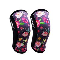 Knee Sleeves (1 Pair) 7 mm Neoprene Best Knee Supports Pain Compression Brace Cap for Squats, Crossfit WODS Weightlifting Powerlifting Strong Knee Pads for Men Women by RUNTOP (S, Flower Power)