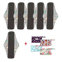 OHBABYKA Washable Reusable Bamboo Sanitary Napkins Pads for Women,Super-Absorbent, Soft and Comfortable (L, BW-9)