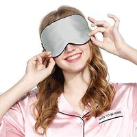 Silk Sleep Mask & Blindfold, Soft Eye Mask with Adjustable Head Strap, Deep Rest Eye Masks for Sleeping Night Eyeshade, Eye Cover for Travel, Shift Work & Meditation(Silver)