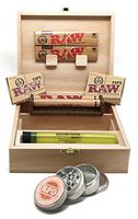 Bundle - 8 Items - Rolling Supreme Rolling Box, RAW Natural King Size Slim Rolling Papers, RAW Prerolled Tips, RAW 110mm Roller, Rolling Paper Depot 42mm Grinder and Doobtube