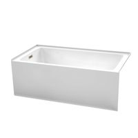 Grayley 60 x 32 Inch Alcove Bathtub in White with Left-Hand Drain and Overflow Trim in Brushed Nickel