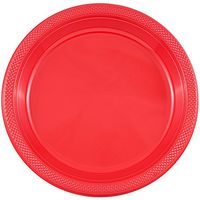 JAM PAPER Round Plastic Party Plates - Small - 7 inch - Red - 200/Box