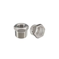 Beduan Stainless Steel Reducer Hex Bushing, 1/2" Male NPT to 1/4" Female NPT, Reducing Cast Pipe Adapter Fitting (Pack of 2)