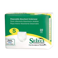 Select Pull-On Disposable Underwear, Small, Pack/22