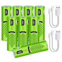 USB Rechargeable AA Batteries 1000mAh with USB Ports - High-Capacity Batteries Long-Lasting Power Recyclable Recharge Battery Cable-（8 Pack）