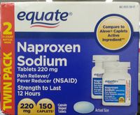Equate Naproxen Sodium, 220mg, 150 Caplets (Two 75ct x 2 Bottles in TwinPack) - Compare to Aleve Caplets