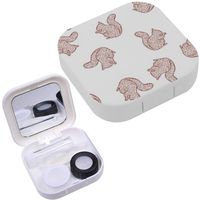 Portable Contact Lens Case Box Travel Kit Mirror + Bottle + Tweezers Container Holder [ Squirrel Coloring ]