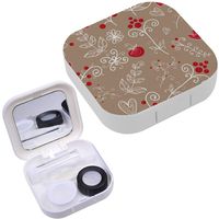 Portable Contact Lens Case Box Travel Kit Mirror + Bottle + Tweezers Container Holder [ Ornate Floral ]