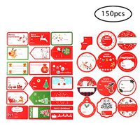 Christmas Sticker Labels, Jumbo Self Adhesive Gift Stickers Santa Snowmen Xmas Tree Deer Holiday Gift Name Decals for Present/Wrapping Paper Decorations (150 Count)