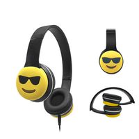 Cute Emoji Headband Stereo Headphones with Microphone Portable Wired Headset for Mobile Phone Mp3 Music (Sunglasses)