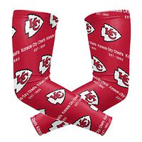 Kansas City Chiefs Cooling Arm Sleeve (Pair) - Elbow Brace Support Sun UV Protection for Men & Women - Sports Sleeves for Basketball Baseball Softball Volleyball