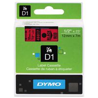 Genuine DYMO 1/2" (12mm) Black on Red D1 Label Tape for Electronic Dymo LabelManager 500TS Label Maker