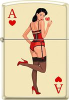 Zippo Ace of Hearts with Woman Cream Matte Windproof Lighter