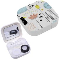 Portable Contact Lens Case Box Travel Kit Mirror + Bottle + Tweezers Container Holder [ Childish Cute Ducks ]