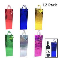 Pack of 12 Wine Gift Bags, 14 inch Height Hologram Gift Wine Bag for All Occasions with Assorted Designs and Colors