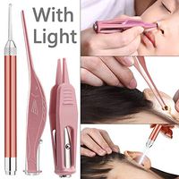 3 Pcs Earpicks Ear Wax Removal Tools with LED Light - Ear Spoon Digger & Tweezers for Ear Health Care & Nose Cleaning Pick Nipper for Baby Gift Set with Case (Rose Gold)