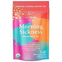 Pink Stork Morning Sickness Relief Tea: Ginger-Peach + USDA Organic + Relieves Nausea + Supports Digestion & Hydration, Women-Owned, 30 Cups