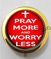 BlackKey Pray More Worry Less 3-Compartment Decorative Pocket Gift Box Case Organizer for Pill, Color 2-818