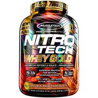 MuscleTech NitroTech Whey Gold, 100% Whey Protein Powder, Whey Isolate and Whey Peptides, Double Rich Chocolate, 5.54 lb, 88.64 oz