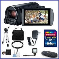 Canon Vixia HF W11 Waterproof Camcorder PRO Bundle, Includes: 64GB SDXC Class 10 Memory Card, LED Light, Full Size Tripod + More