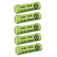 5pc AA Size 2100mAh NiMH 1.2V Rechargeable Batteries w/Tabs for use with high power static applications (Telecoms, Smart grid), radio controlled devices, electric tools, electric mopeds