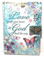 Punch Studio Jeweled Brooch Hard Covered Note Book - Let love guide your heart, Let god lead the way