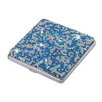 XianghuangTechnology Shiny Crystal Rhinestone Cigarette Case Box Double Sided Ultrathin Pocket Holder for 20 Regular Cigarettes (Blue)